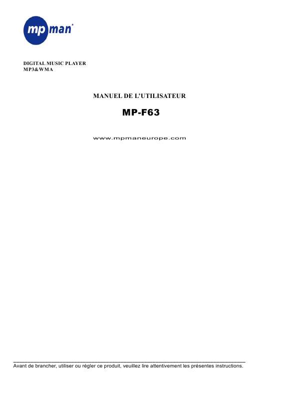 Guide utilisation MPMAN MP-F63  de la marque MPMAN