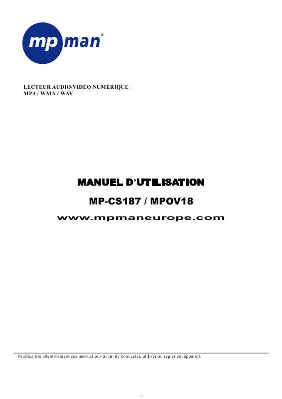 Guide utilisation MPMAN OV18  de la marque MPMAN