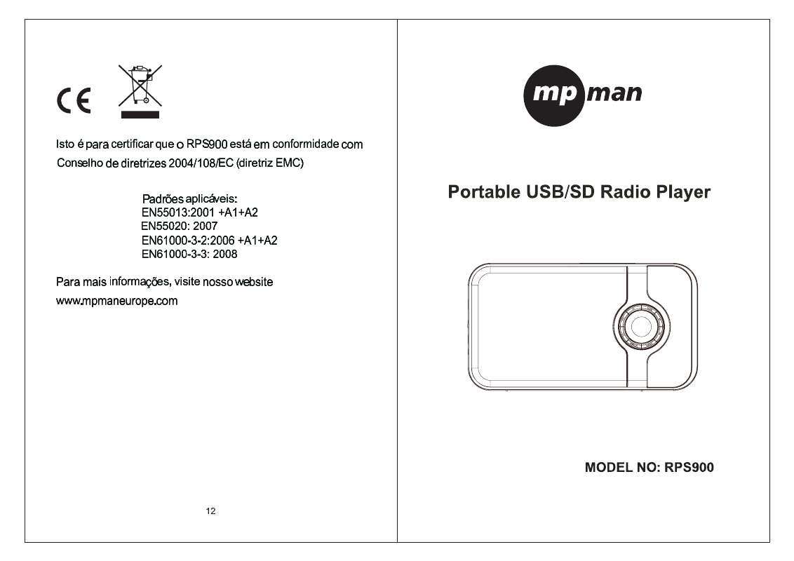 Guide utilisation MPMAN RPS 900  de la marque MPMAN
