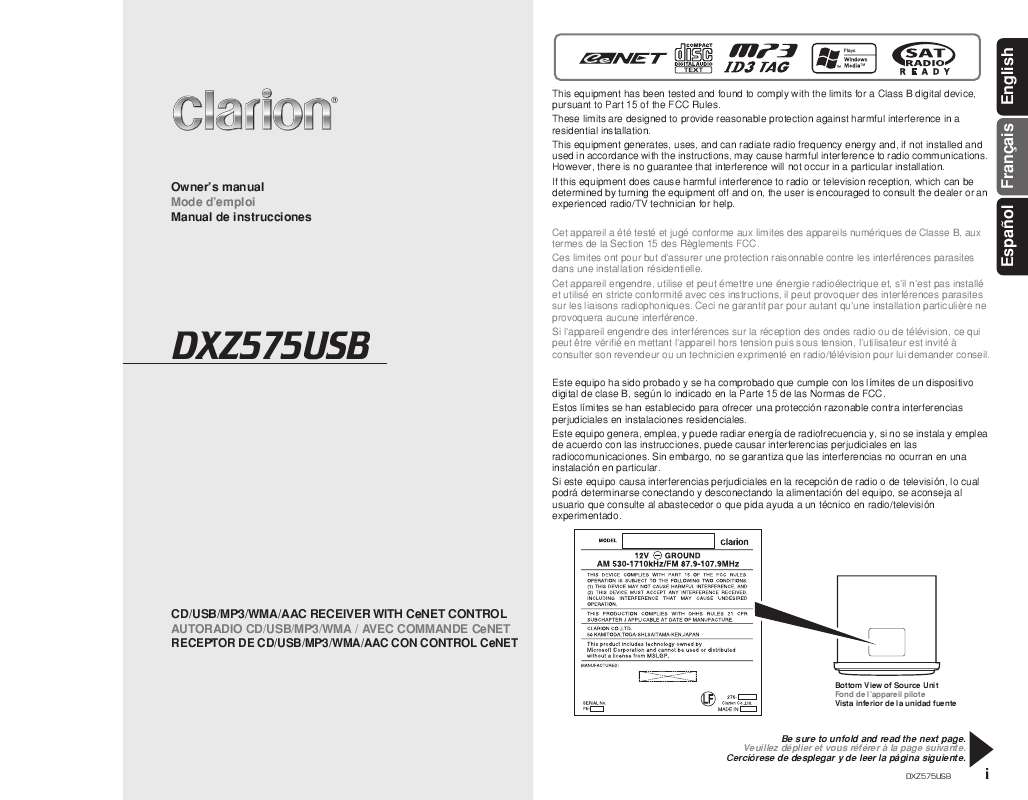 Guide utilisation CLARION DXZ575USB  de la marque CLARION