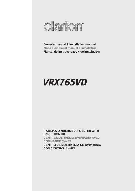 Guide utilisation CLARION VRX765VD  de la marque CLARION