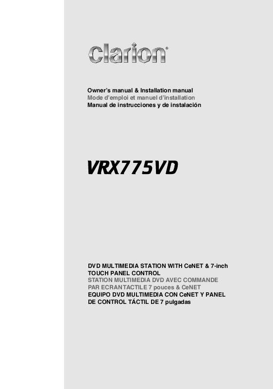 Guide utilisation CLARION VRX775VD  de la marque CLARION