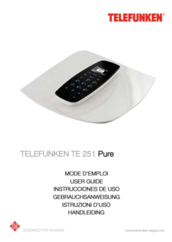Guide utilisation TELEFUNKEN TE 251 PURE  de la marque TELEFUNKEN