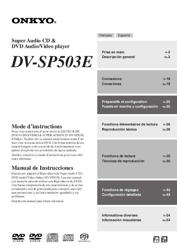 Guide utilisation ONKYO DV-SP503E  de la marque ONKYO