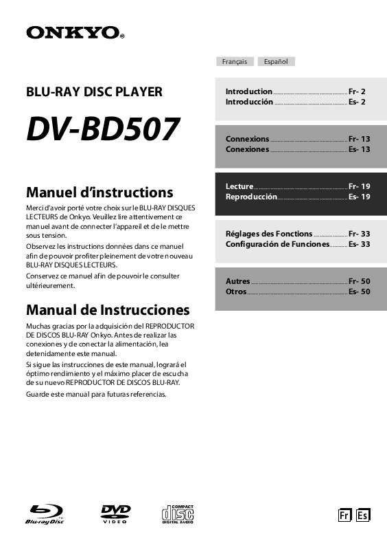 Guide utilisation ONKYO DV-BD507  de la marque ONKYO