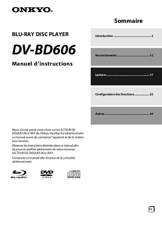 Guide utilisation ONKYO DV-BD606  de la marque ONKYO