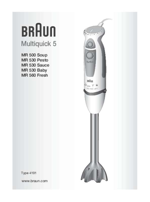 Guide utilisation BRAUN MR530 SAUCE  de la marque BRAUN