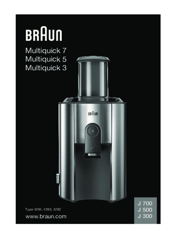 Guide utilisation BRAUN MULTIQUICK 7 J700  de la marque BRAUN