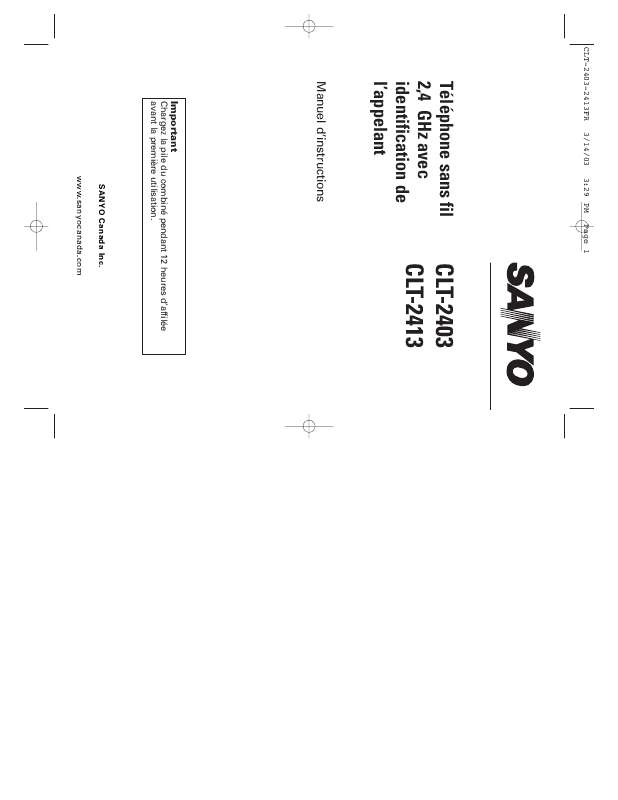 Guide utilisation SANYO CLT-2403  de la marque SANYO