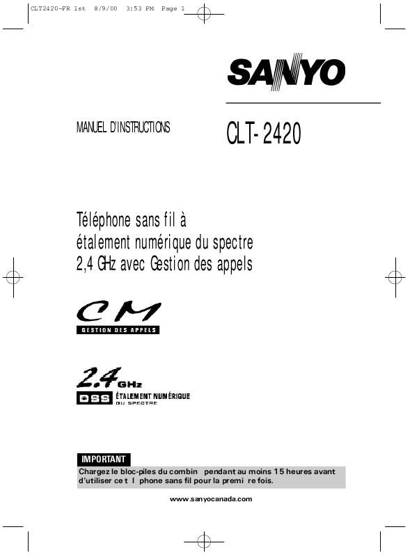 Guide utilisation SANYO CLT-2420  de la marque SANYO