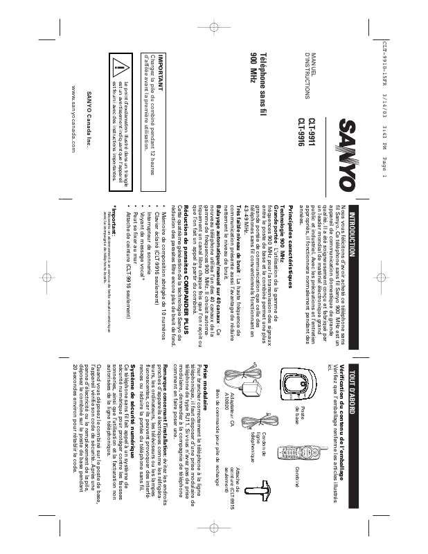 Guide utilisation SANYO CLT-9911  de la marque SANYO