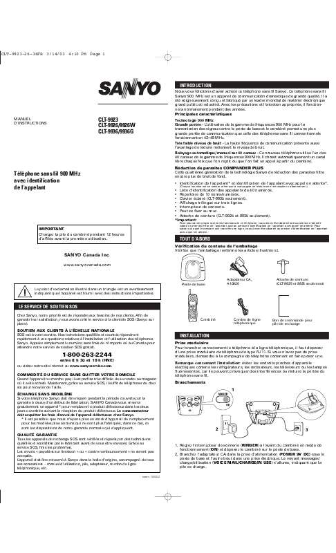 Guide utilisation SANYO CLT-9923  de la marque SANYO