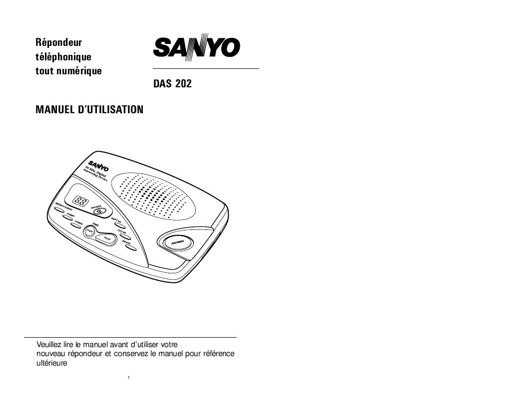 Guide utilisation SANYO DAS-202  de la marque SANYO