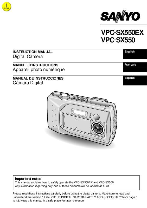 Guide utilisation SANYO VPC-SX550  de la marque SANYO
