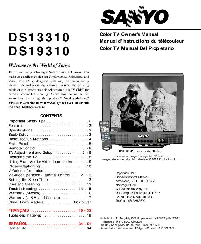 Guide utilisation SANYO DS13310  de la marque SANYO