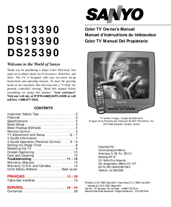 Guide utilisation SANYO DS13390  de la marque SANYO