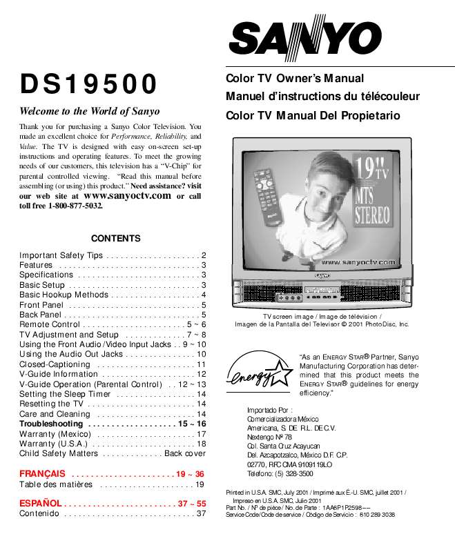 Guide utilisation SANYO DS19500  de la marque SANYO