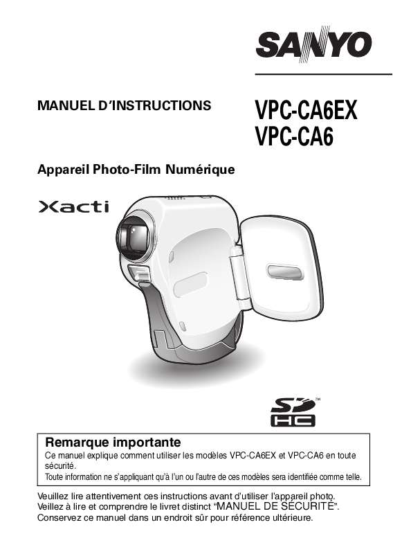 Guide utilisation SANYO VPC-CA6  de la marque SANYO