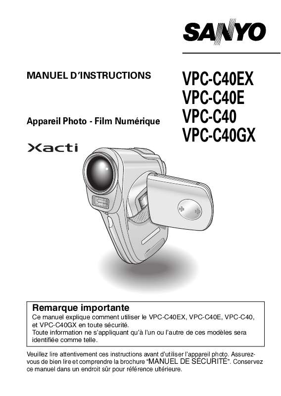 Guide utilisation SANYO XACTI VPC-C40  de la marque SANYO