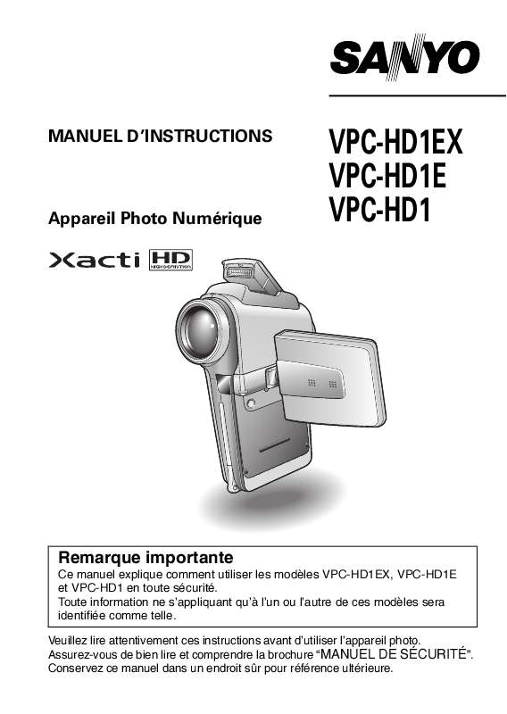 Guide utilisation SANYO XACTI VPC-HD1  de la marque SANYO