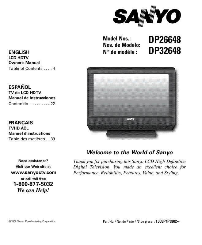 Guide utilisation SANYO DP32648  de la marque SANYO