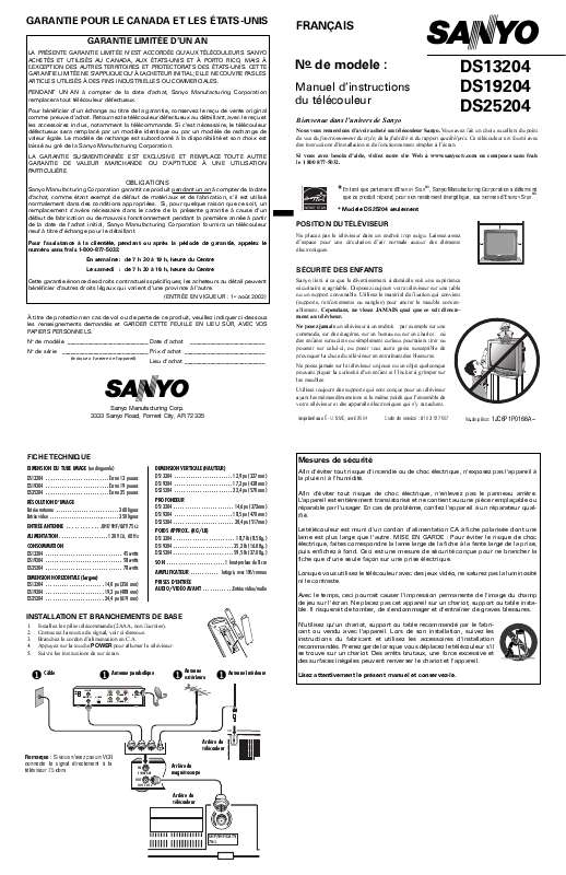Guide utilisation SANYO DS13204  de la marque SANYO