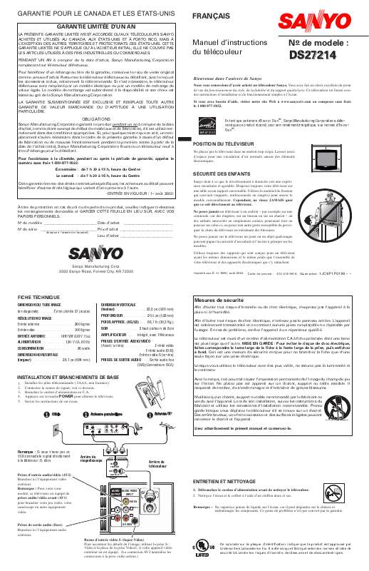 Guide utilisation SANYO DS27214  de la marque SANYO