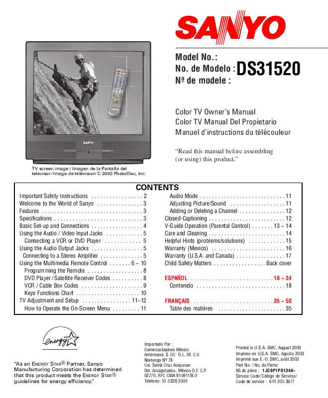 Guide utilisation SANYO DS31520  de la marque SANYO