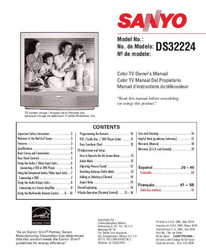 Guide utilisation SANYO DS32224  de la marque SANYO