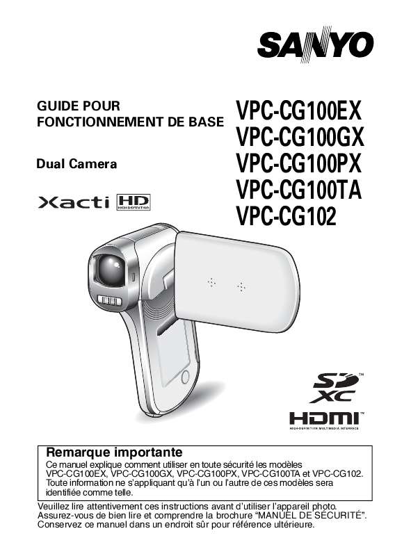 Guide utilisation SANYO VPC-CG102EX  de la marque SANYO