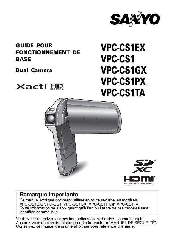 Guide utilisation SANYO VPC-CS1EX  de la marque SANYO