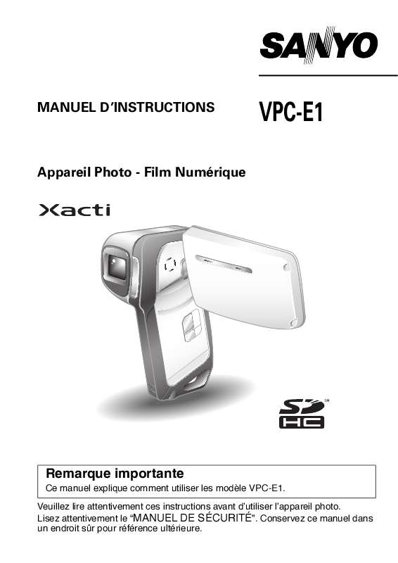 Guide utilisation SANYO VPC-E1  de la marque SANYO