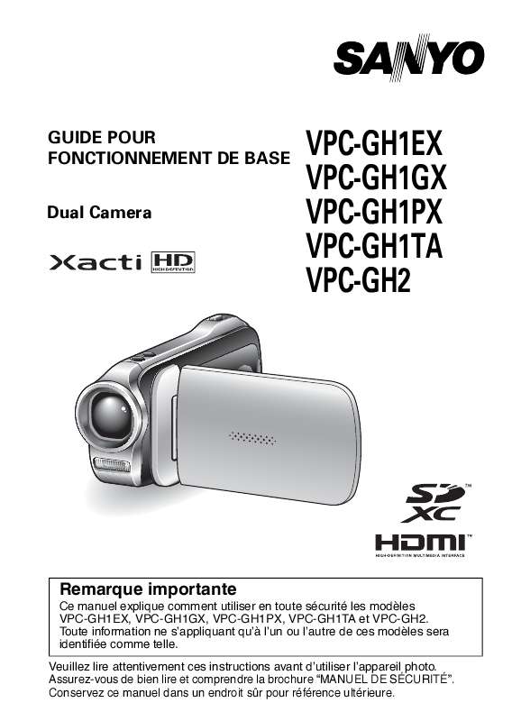 Guide utilisation SANYO VPC-GH1EX  de la marque SANYO