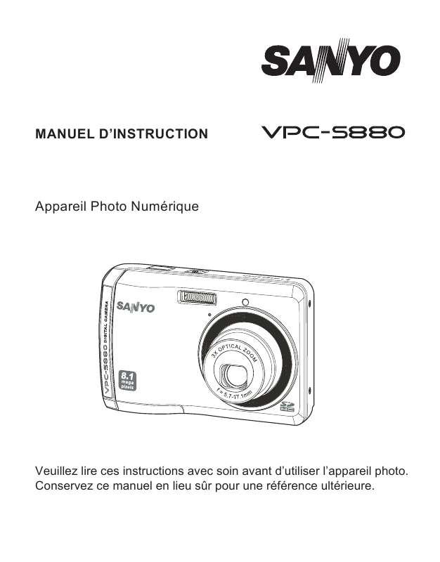 Guide utilisation SANYO VPC-S880  de la marque SANYO