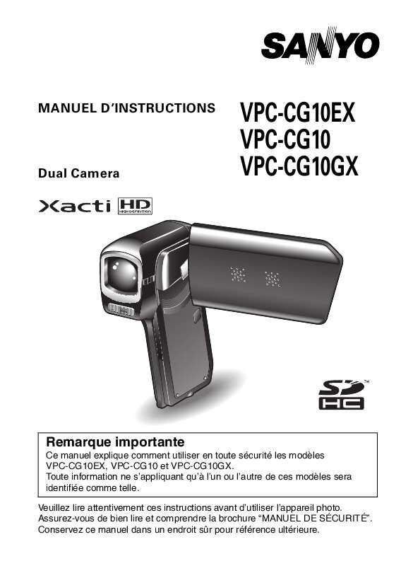 Guide utilisation SANYO XACTI VPC-CG10  de la marque SANYO