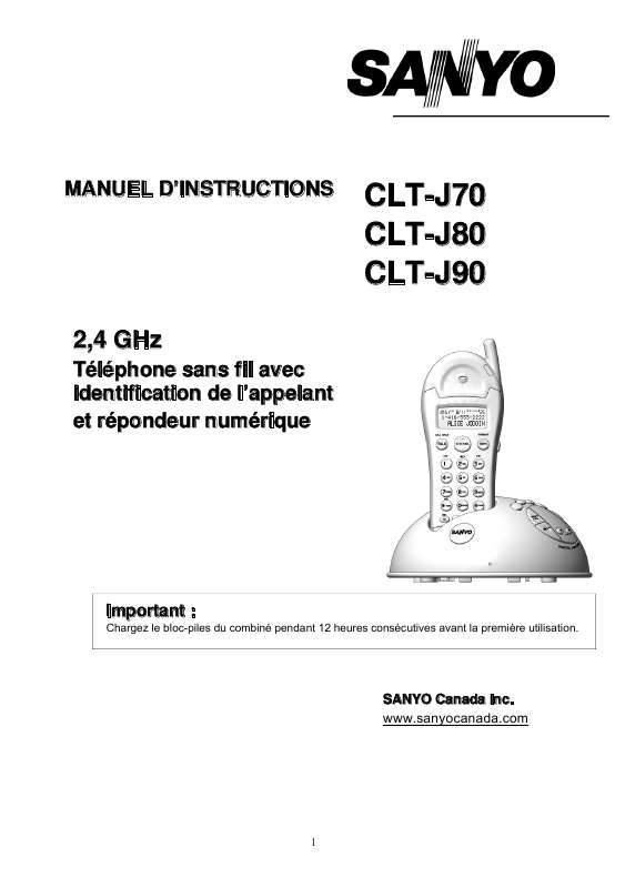 Guide utilisation SANYO CLT-J70  de la marque SANYO