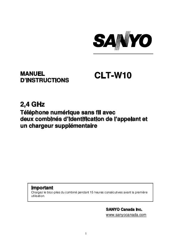 Guide utilisation SANYO CLT-W10  de la marque SANYO
