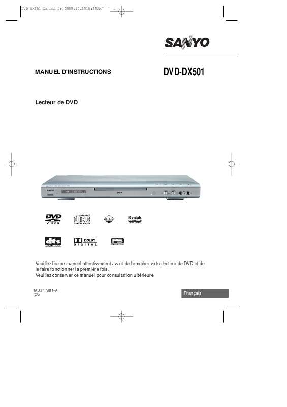 Guide utilisation SANYO DVD-DX501  de la marque SANYO