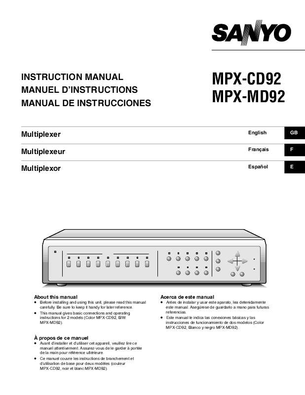 Guide utilisation SANYO MPX-MD92  de la marque SANYO