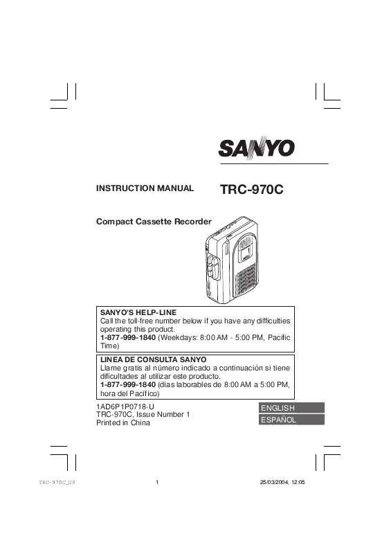 Guide utilisation SANYO TRC-970C  de la marque SANYO