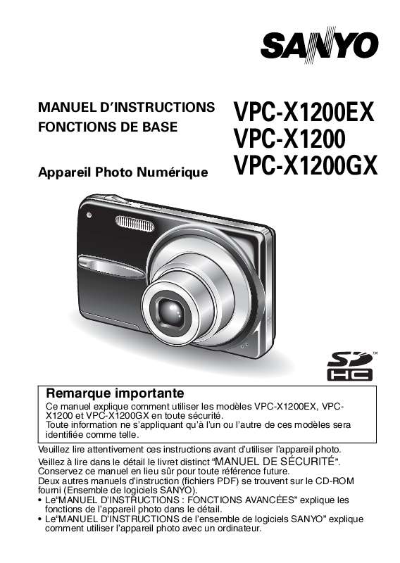 Guide utilisation SANYO VPC-X1200  de la marque SANYO