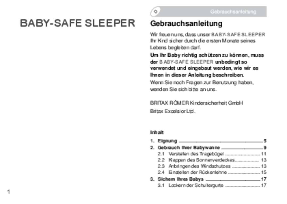 Guide utilisation BRITAX BABY-SAFE SLEEPER  de la marque BRITAX