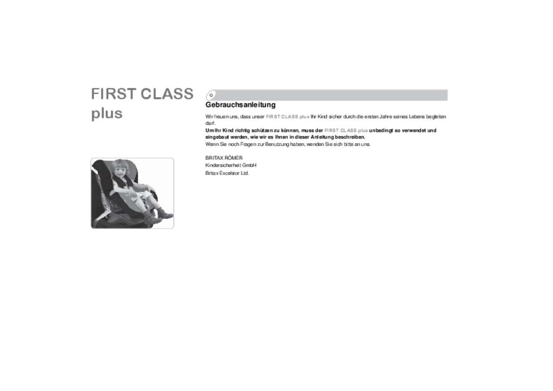 Guide utilisation BRITAX FIRST CLASS PLUS  de la marque BRITAX