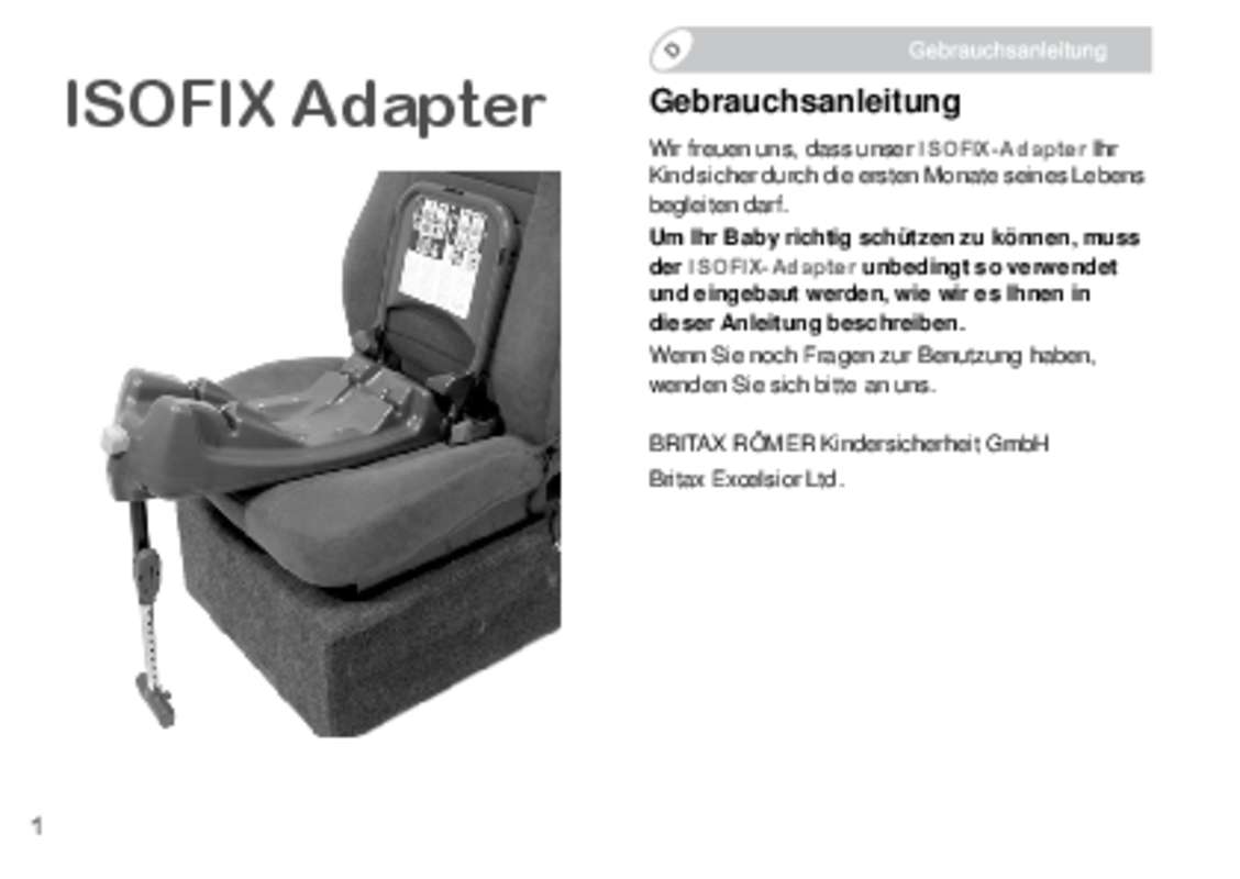 Guide utilisation BRITAX ISOFIX ADAPTER  de la marque BRITAX