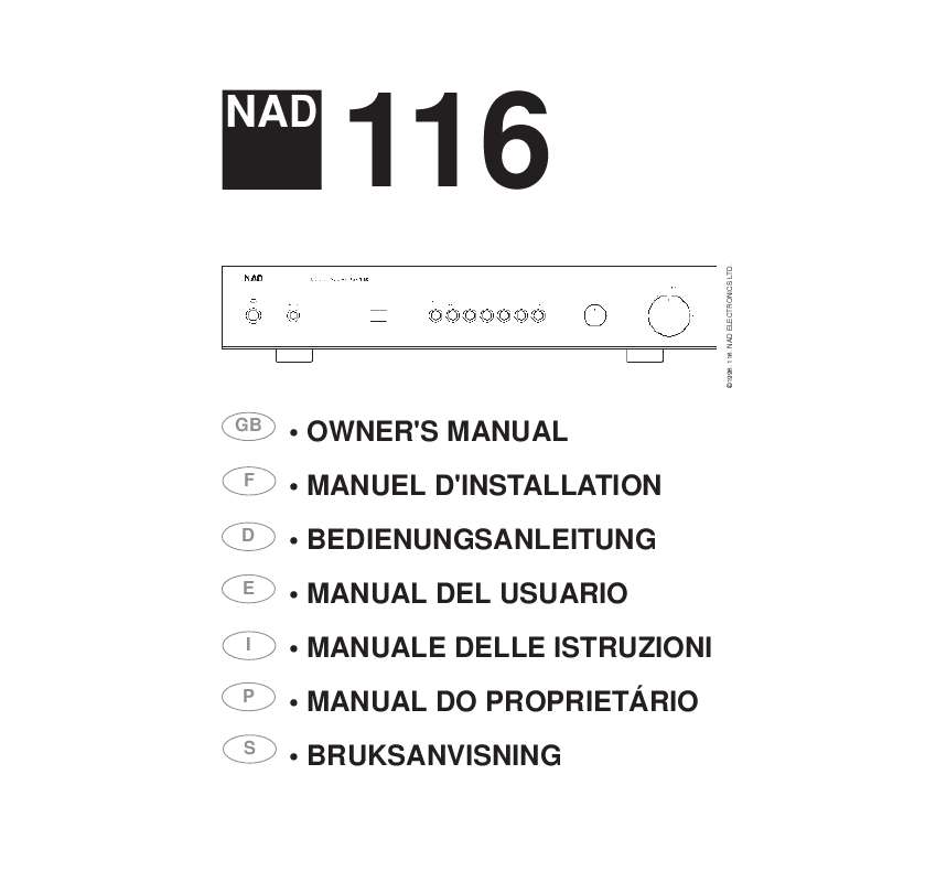 Guide utilisation NAD 116  de la marque NAD