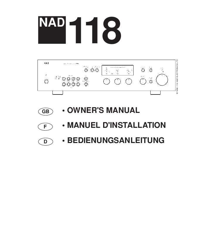 Guide utilisation NAD 118  de la marque NAD