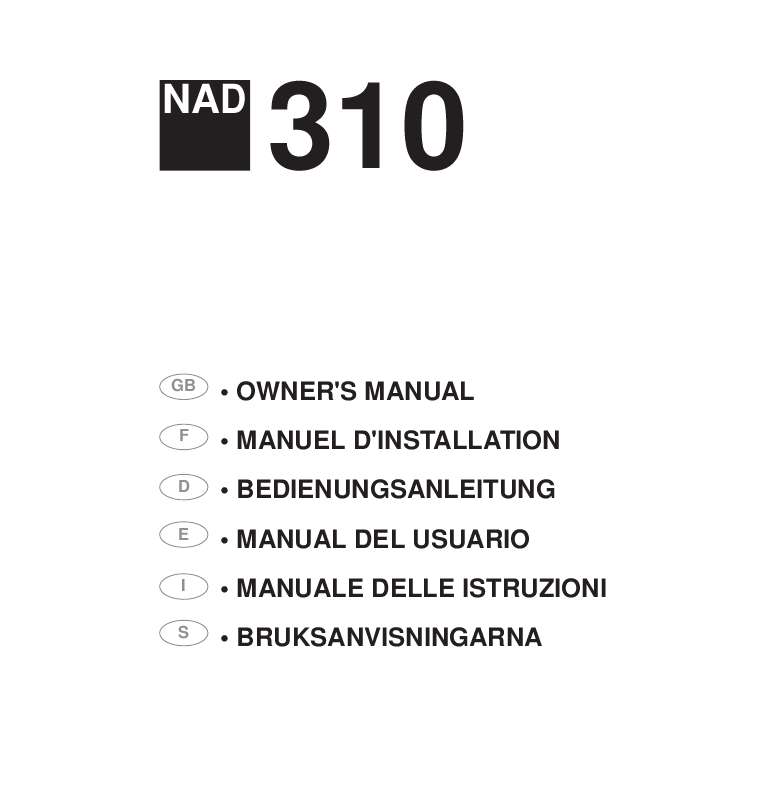 Guide utilisation NAD 310  de la marque NAD