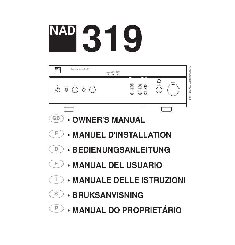Guide utilisation NAD 319  de la marque NAD