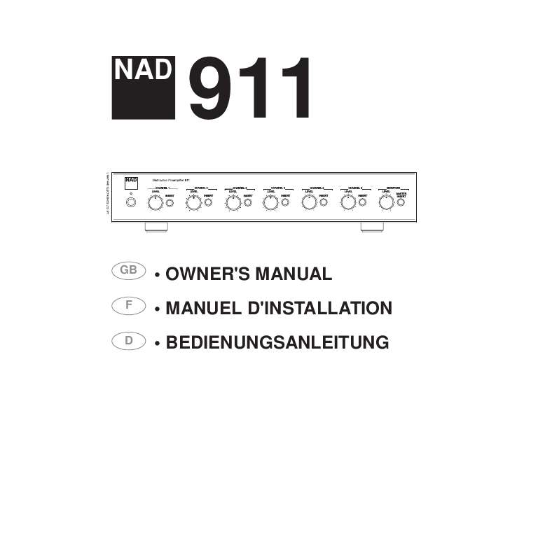 Guide utilisation NAD 911  de la marque NAD