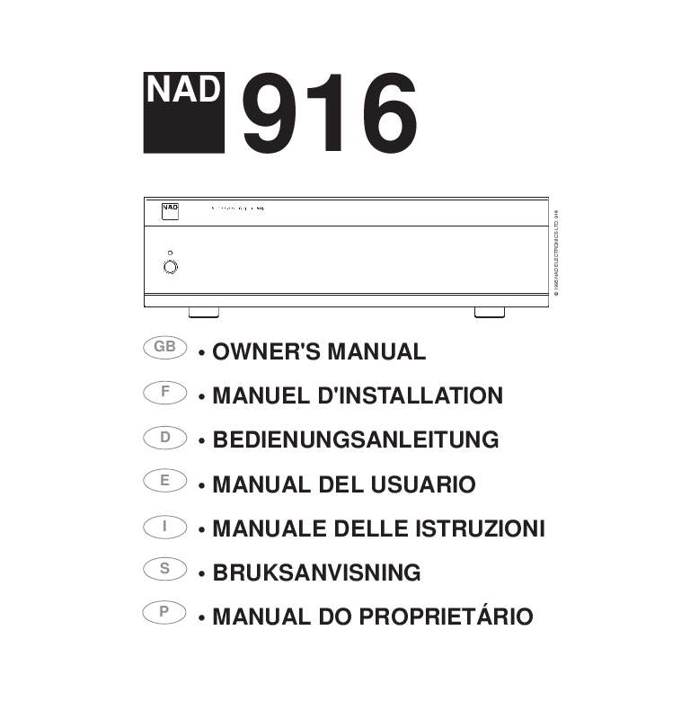 Guide utilisation NAD 916  de la marque NAD